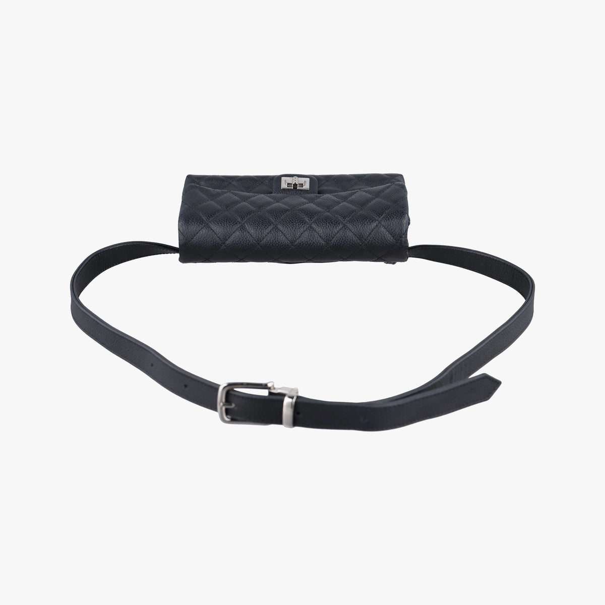 Pre-owned Chanel Matelasse 2.55 Black Caviar skin U48753 bum bag/waist bag | stylenewstar