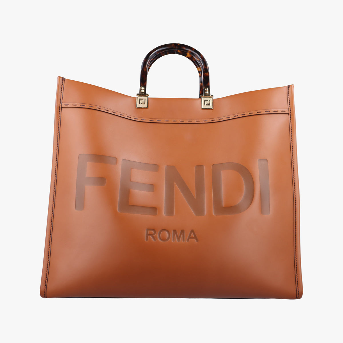 Pre-owned Fendi Sunshine Brown Leather 8BH372 handbag | stylenewstar
