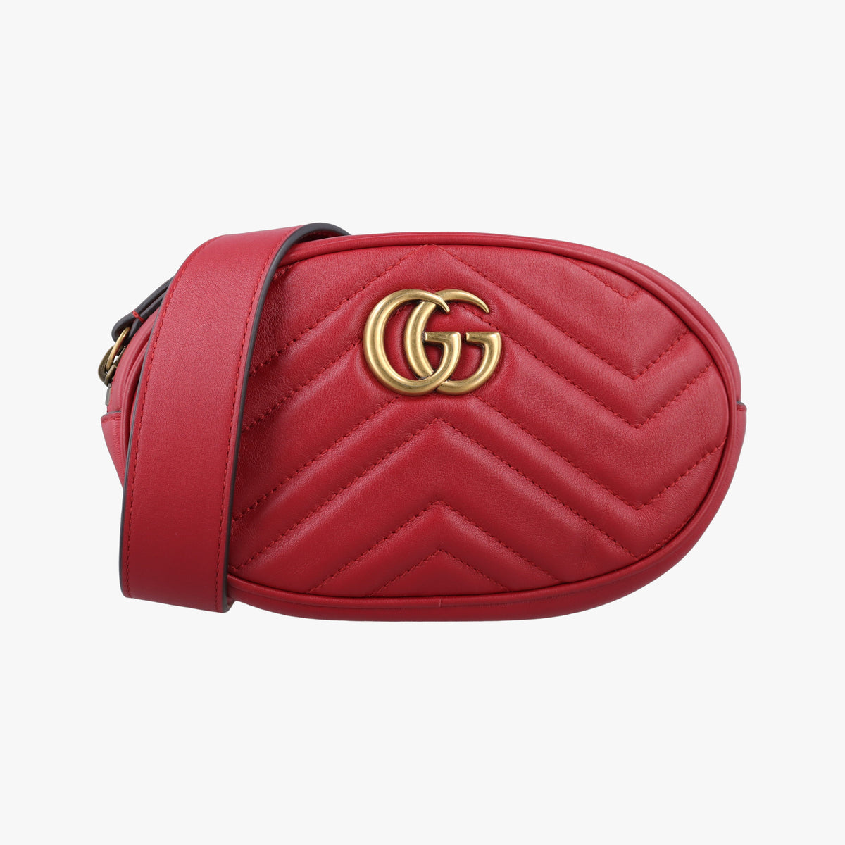 Pre-owned Gucci GG Marmont Red Leather 476434 bum bag/waist bag | stylenewstar