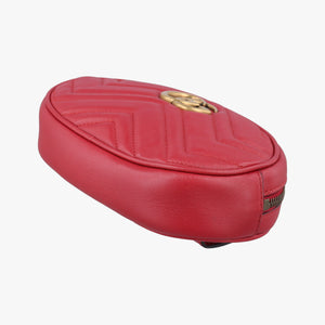 Pre-owned Gucci GG Marmont Red Leather 476434 bum bag/waist bag | stylenewstar