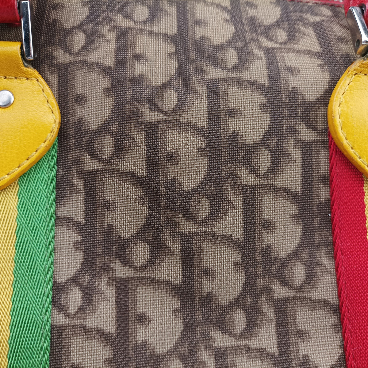 Secondhand Christian Dior Rasta Brown x Multicolor PVC-coated canvas x leather  handbag | stylenewstar