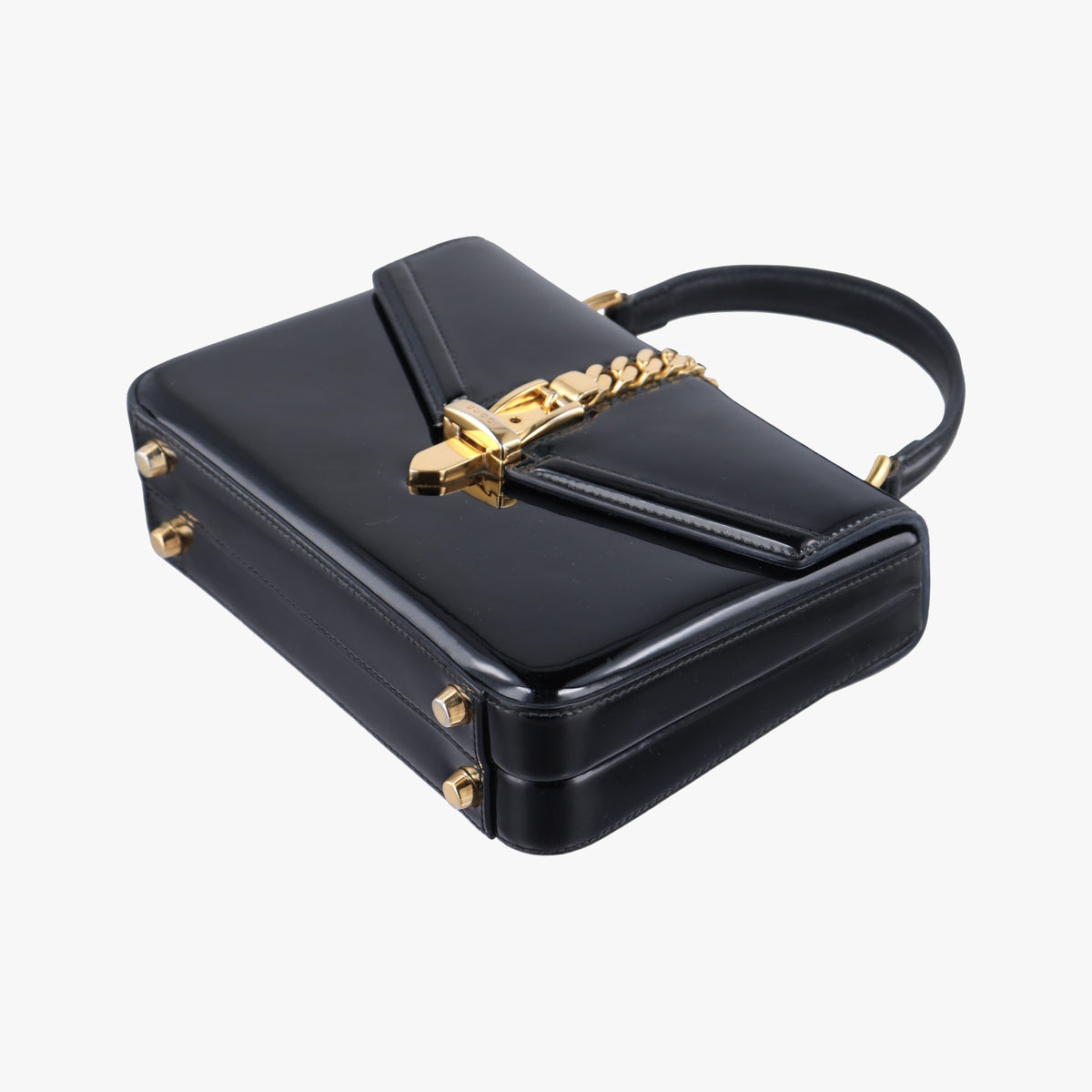 Pre-owned Gucci Sylvie 1969 Black Patent 589479 handbag | stylenewstar