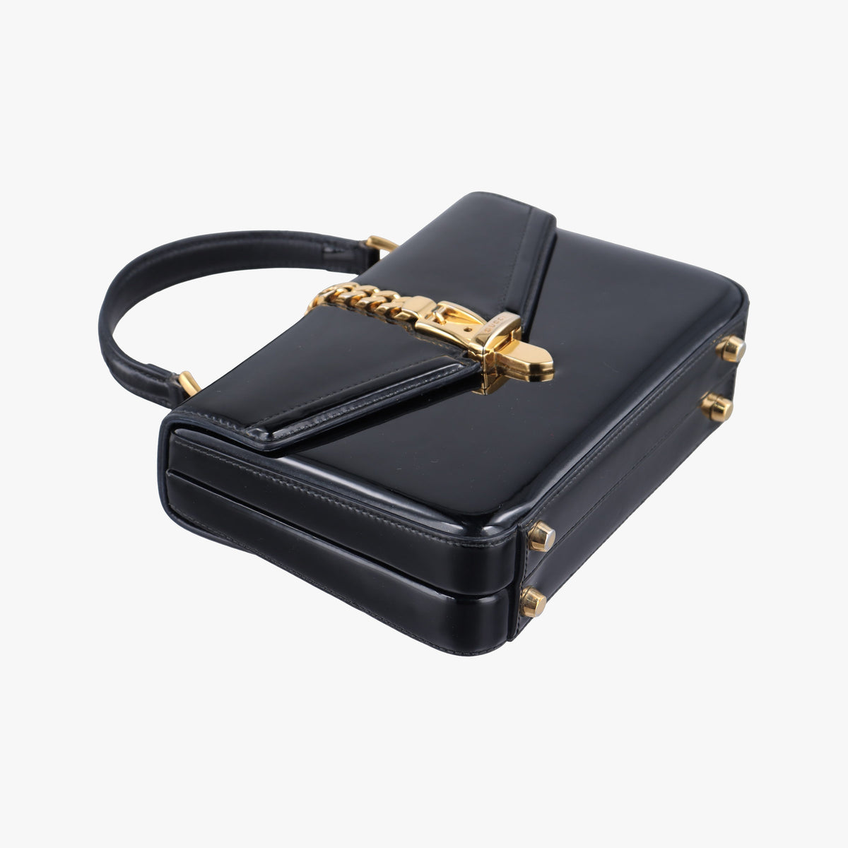 Pre-owned Gucci Sylvie 1969 Black Patent 589479 handbag | stylenewstar