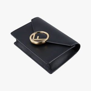 Pre-owned Fendi F is Black Leather 8BM005 shoulderbag | stylenewstar