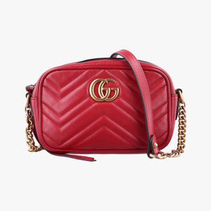 Pre-owned Gucci GG Marmont Red Leather 448065 shoulderbag | stylenewstar
