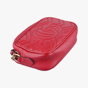 Pre-owned Gucci GG Marmont Red Leather 448065 shoulderbag | stylenewstar