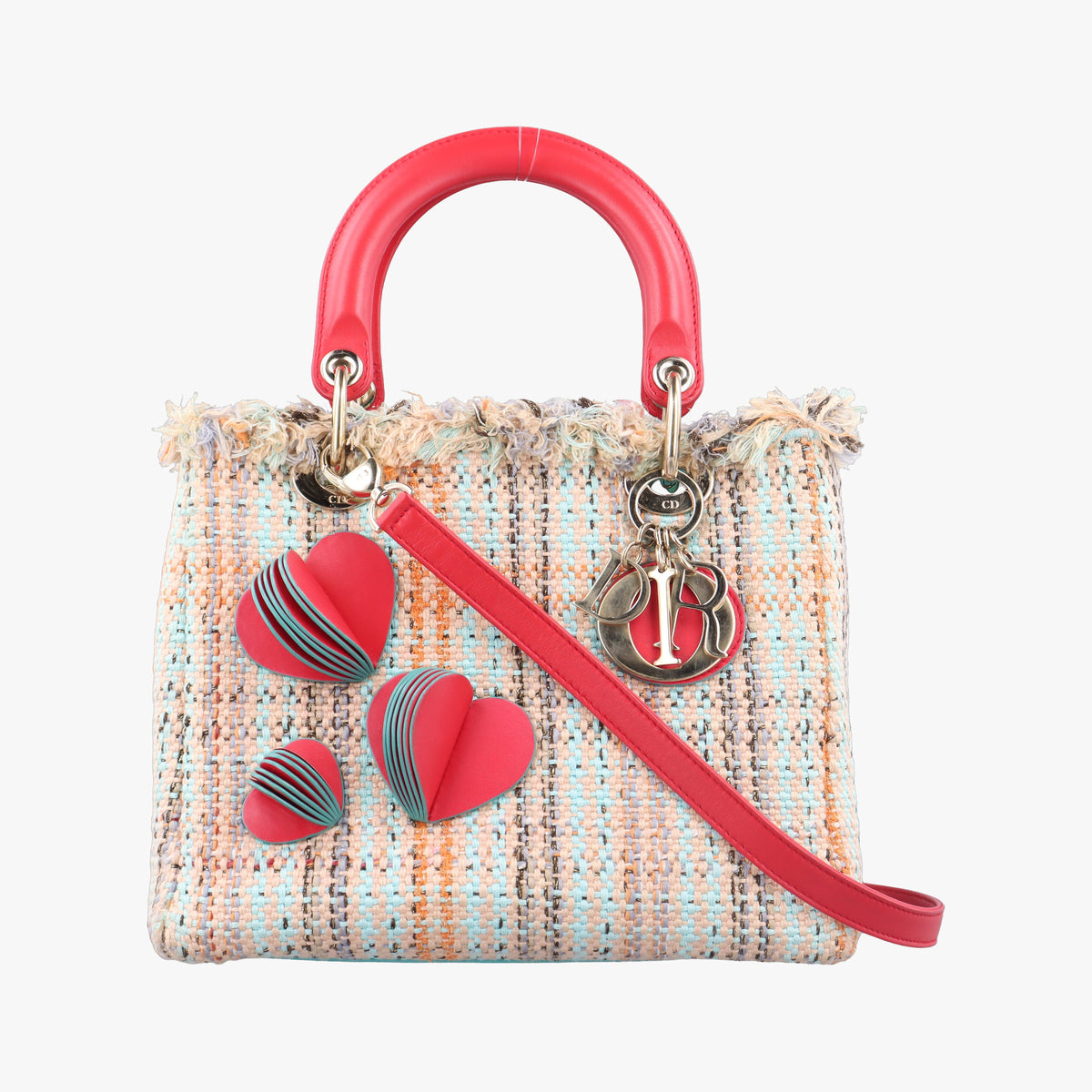 Pre-owned Christian Dior Lady Dior Multicolor Textile x Leather  shoulderbag | stylenewstar