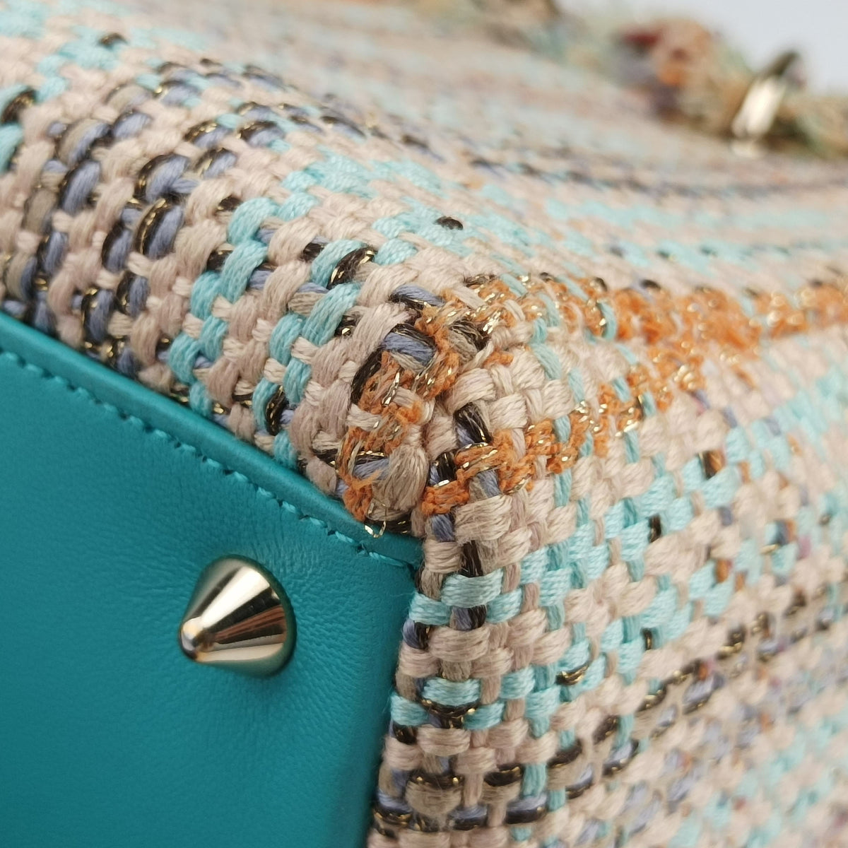 Pre-owned Christian Dior Lady Dior Multicolor Textile x Leather  shoulderbag | stylenewstar