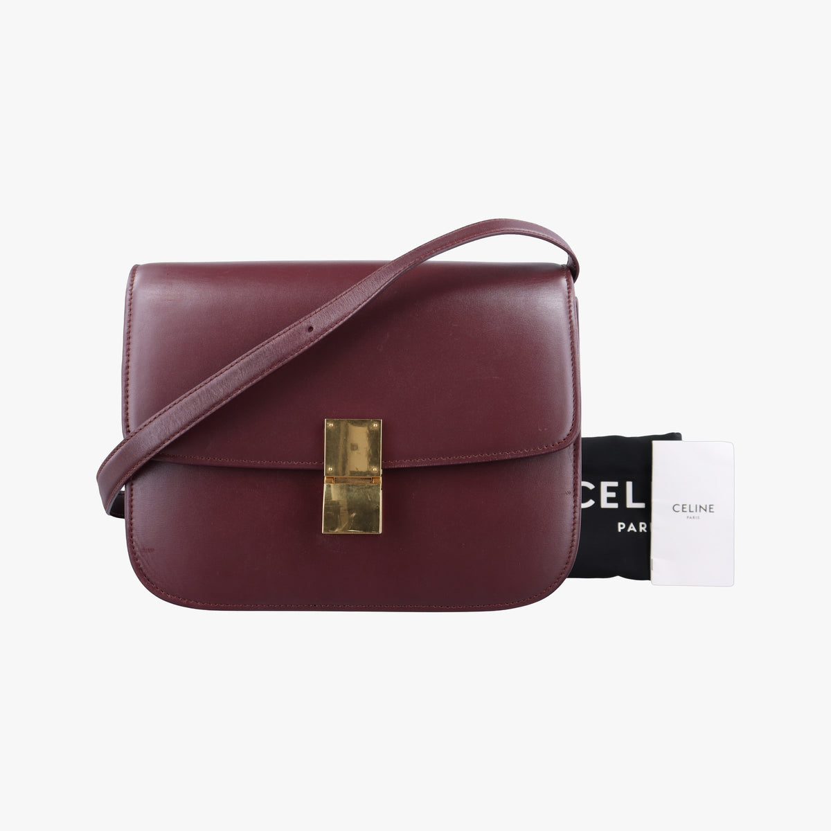 Pre-owned Celine Classic Box Burgundy Leather  shoulderbag | stylenewstar