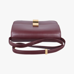 Pre-owned Celine Classic Box Burgundy Leather  shoulderbag | stylenewstar