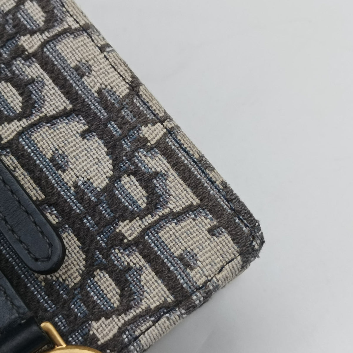 Vintage Christian Dior Saddle Phone holder Navy jacquard×Leather  shoulderbag | stylenewstar