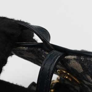 Vintage Christian Dior Saddle Phone holder Navy jacquard×Leather  shoulderbag | stylenewstar