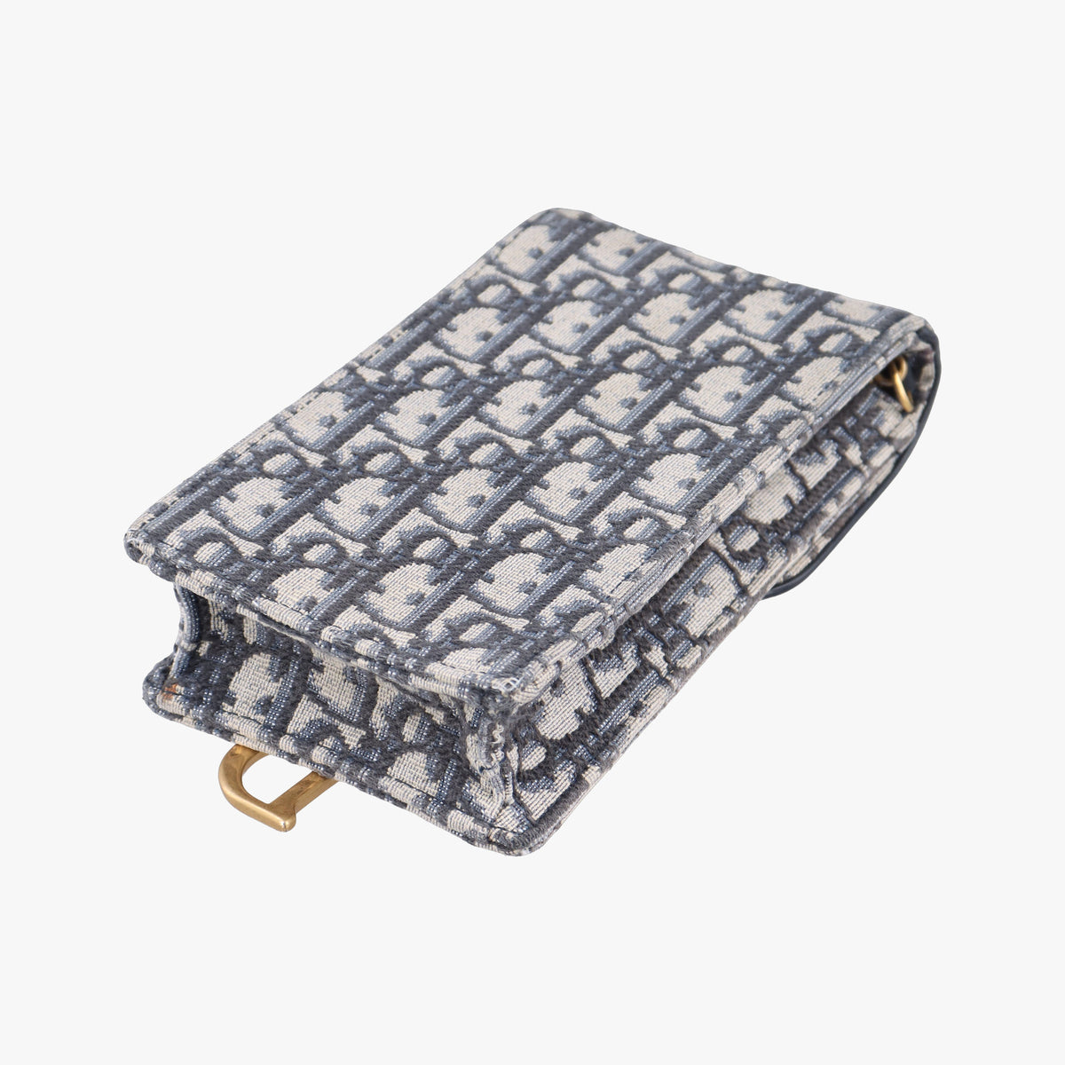 Vintage Christian Dior Saddle Phone holder Navy jacquard×Leather  shoulderbag | stylenewstar