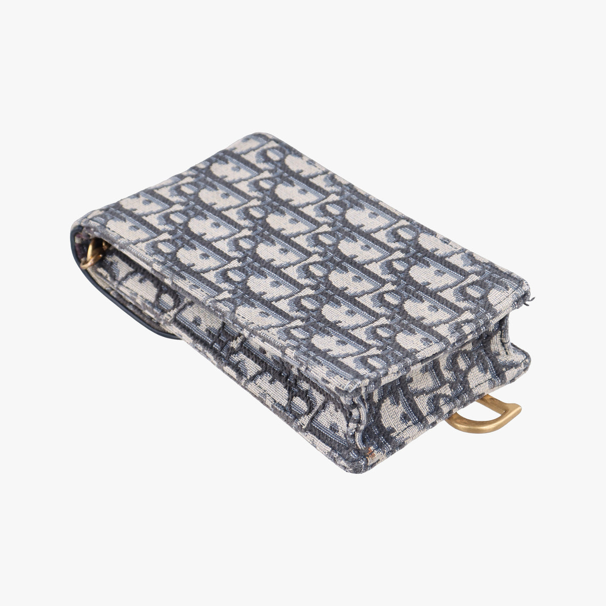 Vintage Christian Dior Saddle Phone holder Navy jacquard×Leather  shoulderbag | stylenewstar