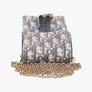 Vintage Christian Dior Saddle Phone holder Navy jacquard×Leather  shoulderbag | stylenewstar