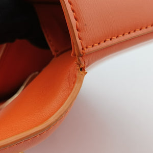 Pre-owned Celine Chain Claude Triomphe Orange Leather  shoulderbag | stylenewstar