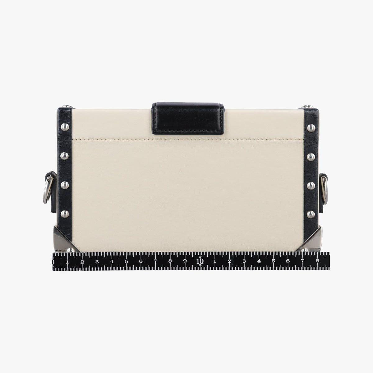 Pre-owned Fendi Trunk White×Black Leather 7VA507 shoulderbag | stylenewstar