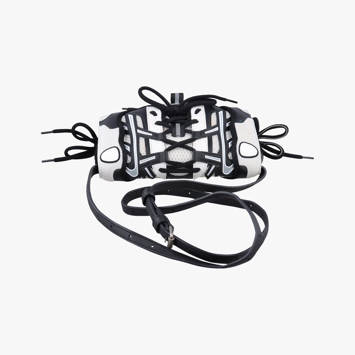 Pre-owned Balenciaga Sneakerhead Black×white fabric  shoulderbag | stylenewstar