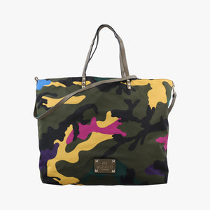 Pre-owned Valentino Rockstud camouflage Green×Multicolour nylon× Leather  shoulderbag | stylenewstar