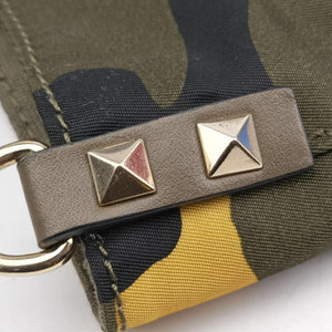 Pre-owned Valentino Rockstud camouflage Green×Multicolour nylon× Leather  shoulderbag | stylenewstar
