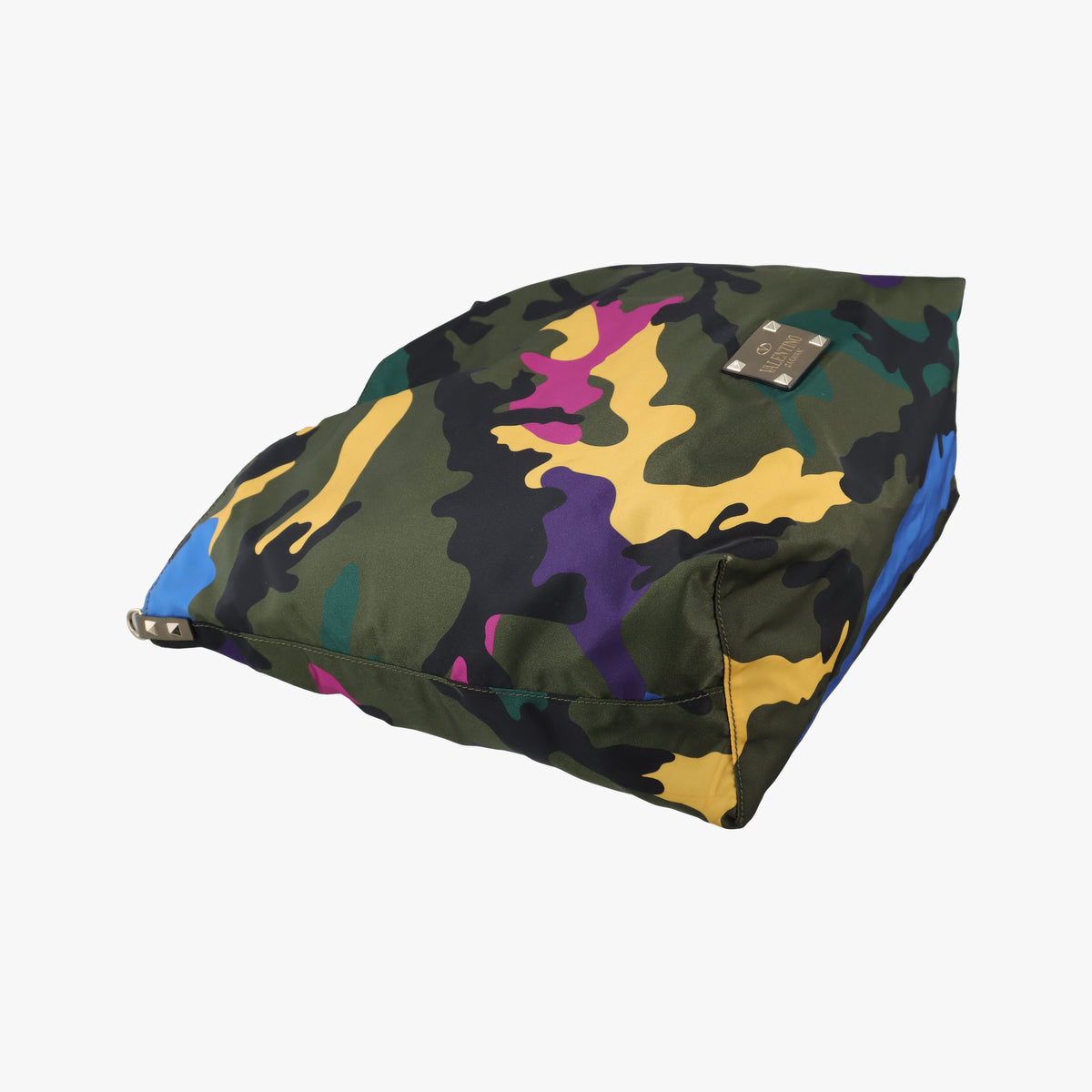 Pre-owned Valentino Rockstud camouflage Green×Multicolour nylon× Leather  shoulderbag | stylenewstar