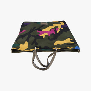 Pre-owned Valentino Rockstud camouflage Green×Multicolour nylon× Leather  shoulderbag | stylenewstar