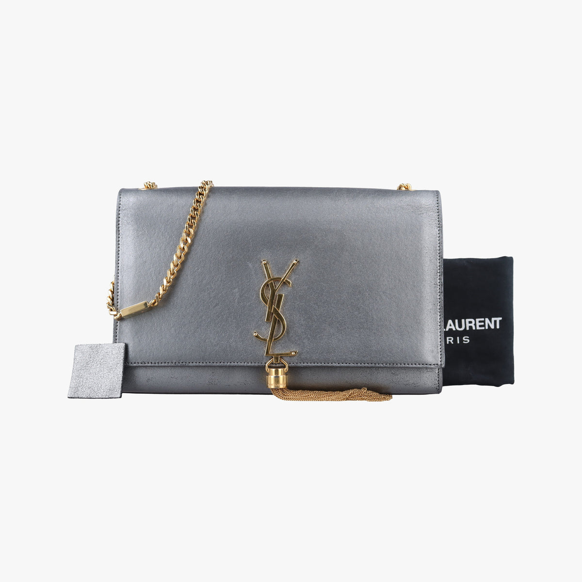 Pre-owned Yves Saint Laurent KATE Grey Leather 354119 shoulderbag | stylenewstar