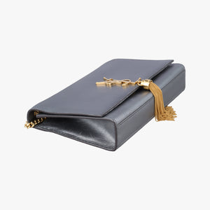 Pre-owned Yves Saint Laurent KATE Grey Leather 354119 shoulderbag | stylenewstar