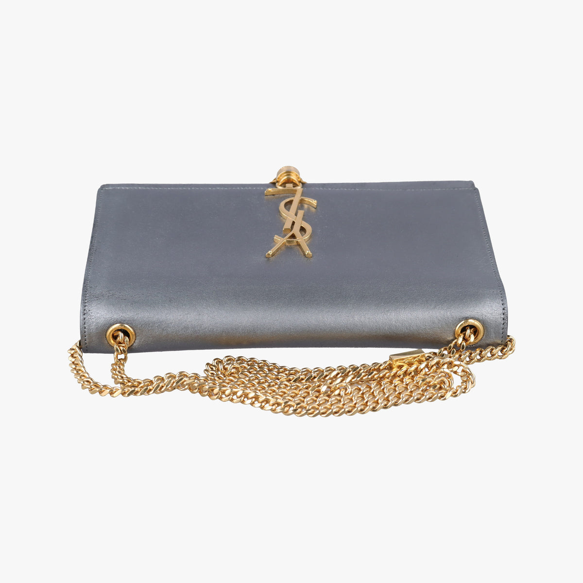 Pre-owned Yves Saint Laurent KATE Grey Leather 354119 shoulderbag | stylenewstar