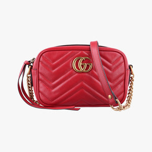 Pre-owned Gucci GG Marmont Red Leather 448065 shoulderbag | stylenewstar