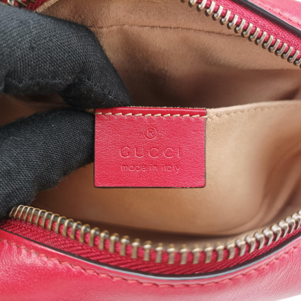 Pre-owned Gucci GG Marmont Red Leather 448065 shoulderbag | stylenewstar