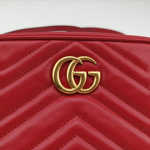 Pre-owned Gucci GG Marmont Red Leather 448065 shoulderbag | stylenewstar