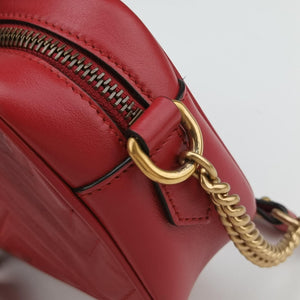 Pre-owned Gucci GG Marmont Red Leather 448065 shoulderbag | stylenewstar