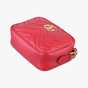 Pre-owned Gucci GG Marmont Red Leather 448065 shoulderbag | stylenewstar