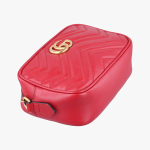 Pre-owned Gucci GG Marmont Red Leather 448065 shoulderbag | stylenewstar
