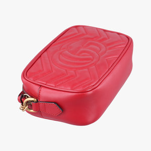 Pre-owned Gucci GG Marmont Red Leather 448065 shoulderbag | stylenewstar