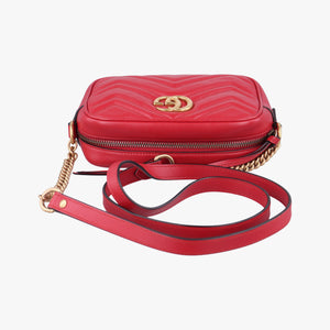 Pre-owned Gucci GG Marmont Red Leather 448065 shoulderbag | stylenewstar