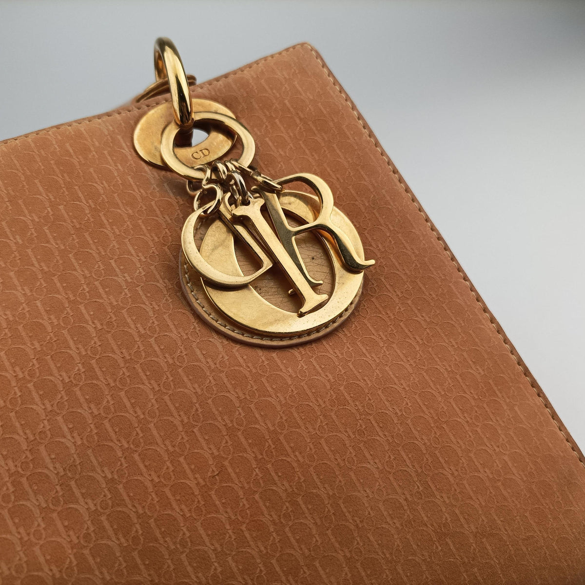 Pre-owned Christian Dior Lady Dior Camel Suede × Patent  shoulderbag | stylenewstar