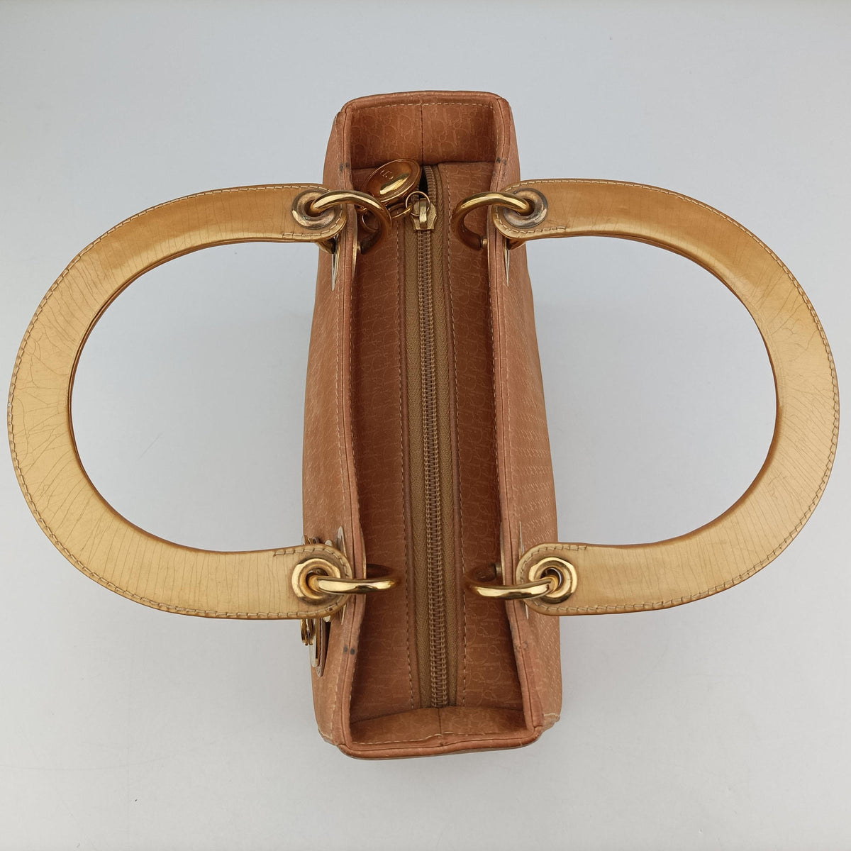 Pre-owned Christian Dior Lady Dior Camel Suede × Patent  shoulderbag | stylenewstar