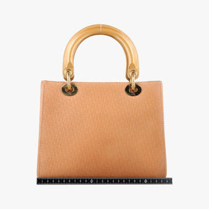 Pre-owned Christian Dior Lady Dior Camel Suede × Patent  shoulderbag | stylenewstar