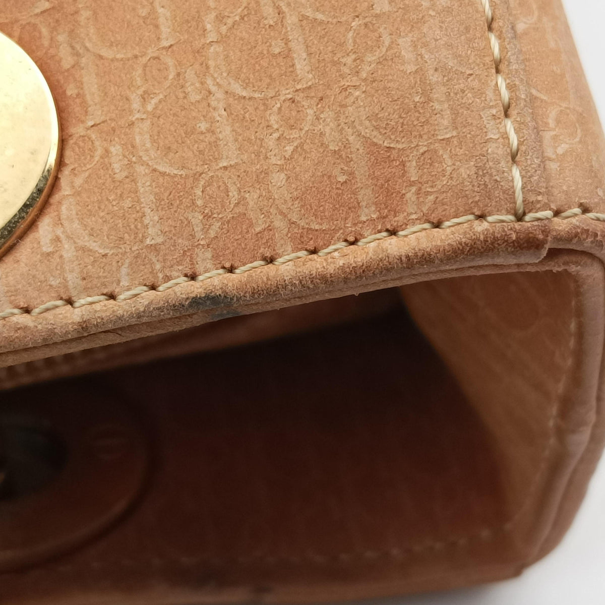 Pre-owned Christian Dior Lady Dior Camel Suede × Patent  shoulderbag | stylenewstar