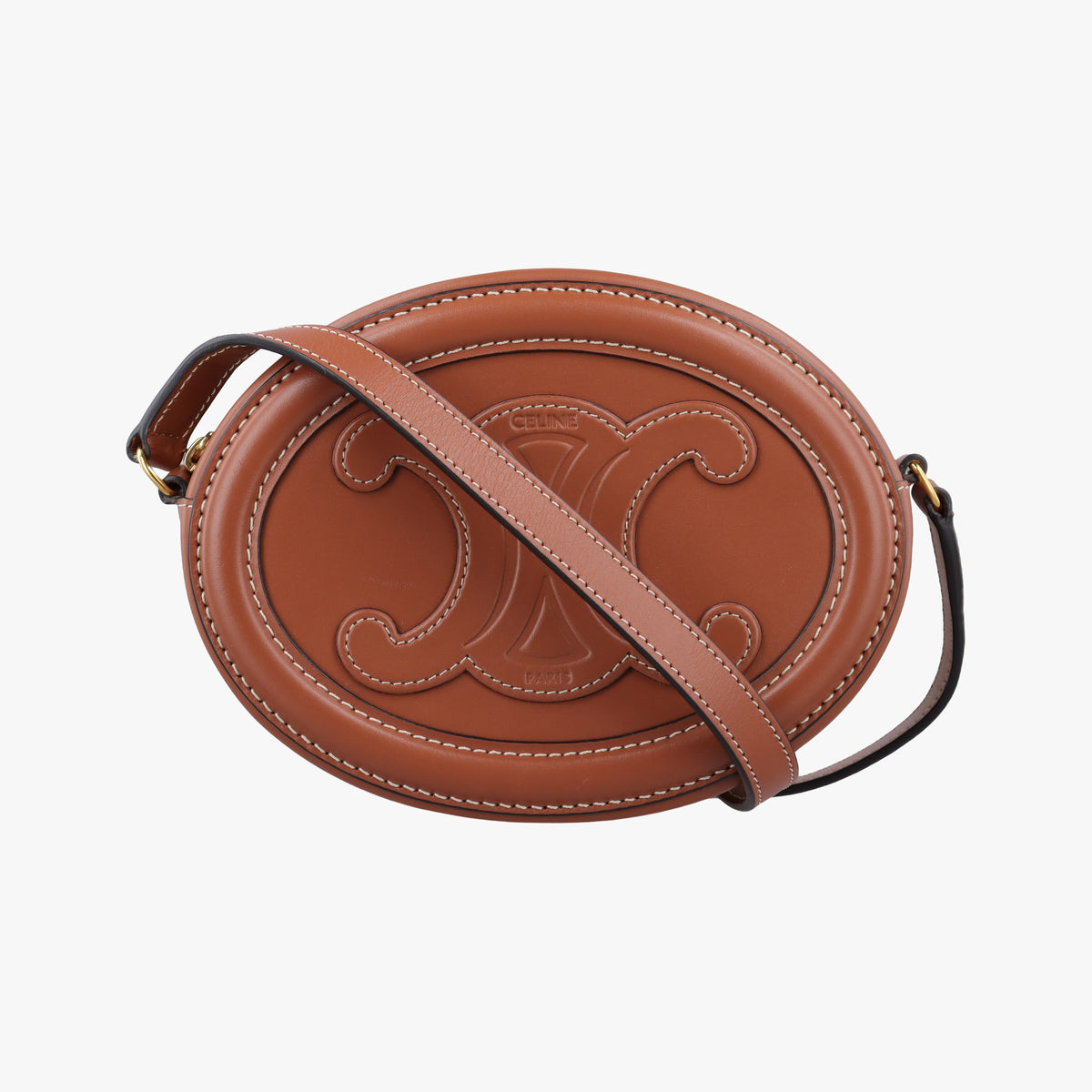 Pre-owned Celine Oval Purse Cuir Triomphe Brown Leather  shoulderbag | stylenewstar