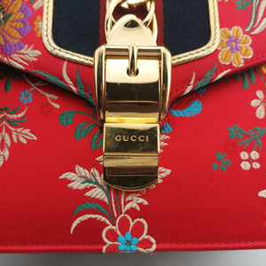 Pre-owned Gucci Sylvie Red x Multicolor silk 472107 shoulderbag | stylenewstar