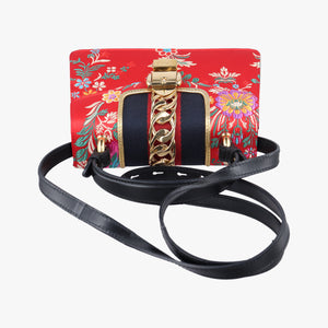 Pre-owned Gucci Sylvie Red x Multicolor silk 472107 shoulderbag | stylenewstar