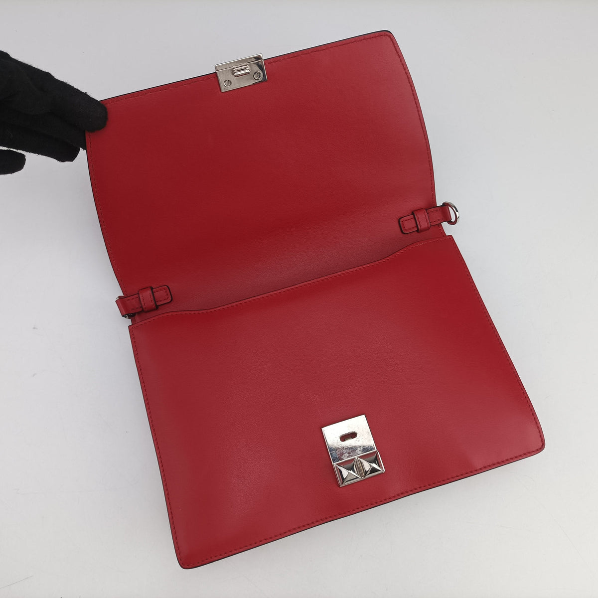 Pre-owned Prada Electra Studded Red Leather 1BD120 shoulderbag | stylenewstar