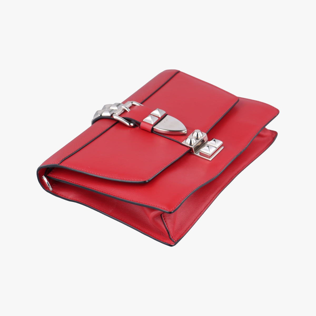 Pre-owned Prada Electra Studded Red Leather 1BD120 shoulderbag | stylenewstar