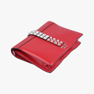 Pre-owned Prada Electra Studded Red Leather 1BD120 shoulderbag | stylenewstar