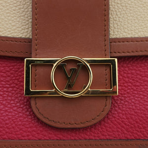 Pre-owned Louis Vuitton DAUPHINE MM Scarlet Red×Panama Beige Taurillon leather M53830 shoulderbag | stylenewstar