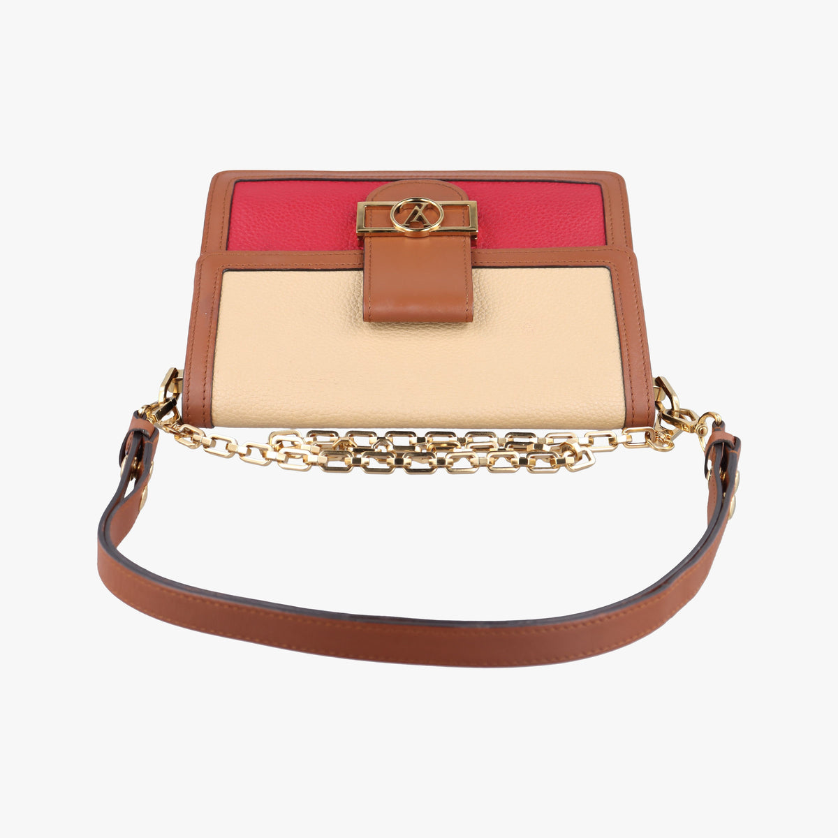 Pre-owned Louis Vuitton DAUPHINE MM Scarlet Red×Panama Beige Taurillon leather M53830 shoulderbag | stylenewstar