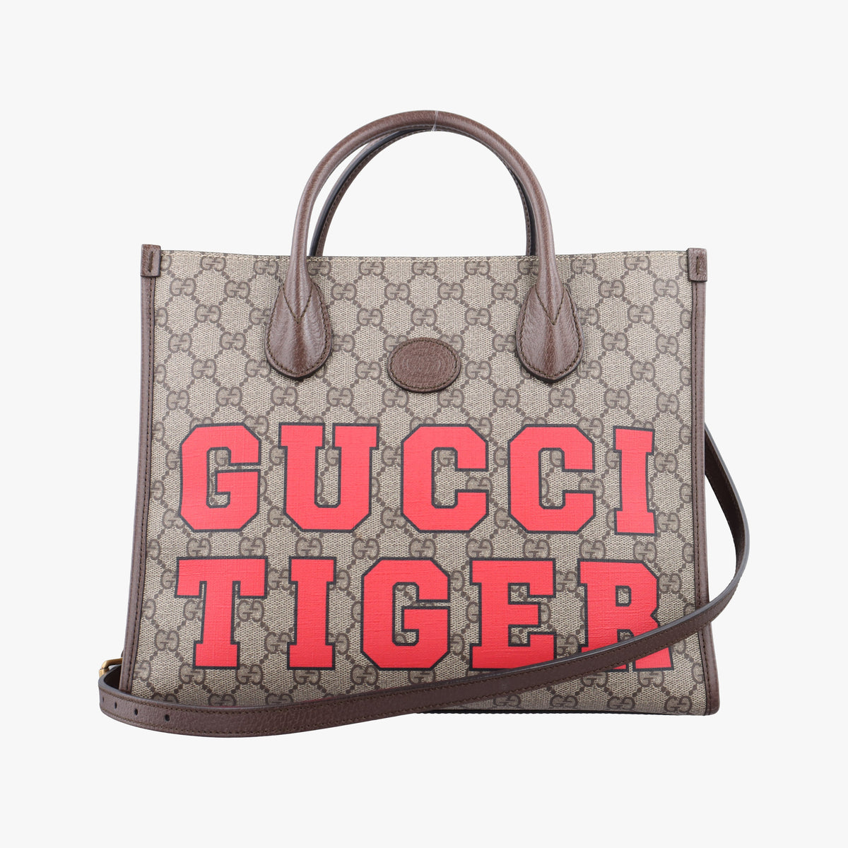 Pre-owned Gucci Interlocking G Tiger Beige×Brown PVC coated canvas×Leather 659983 shoulderbag | stylenewstar